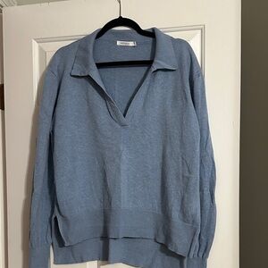 Vince Light Blue Women's V-Neck Sweater